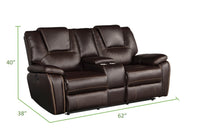 Hong Kong 2 Piece Power Reclining Sofa Set made with Faux Leather in Brown