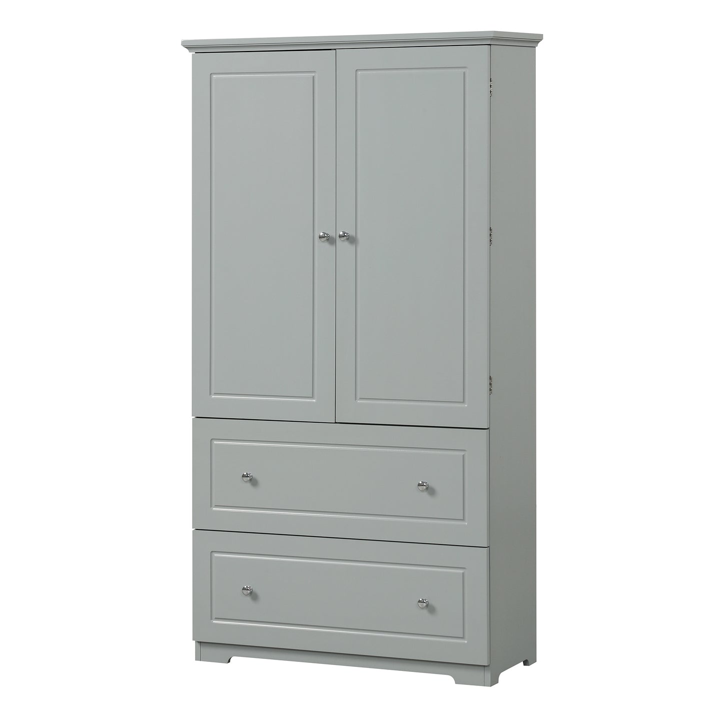 Wide Bathroom Storage Cabinet, Freestanding Storage Cabinet with Two Drawers and Adjustable Shelf, MDF Board with Painted Finish, Grey