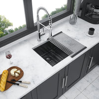 Gunmetal Black Kitchen Sink - 15"x 17"x 10" Undermount Singel Bowl Kitchen basin 16 Gauge Stainless Steel with 10 Inch Deep