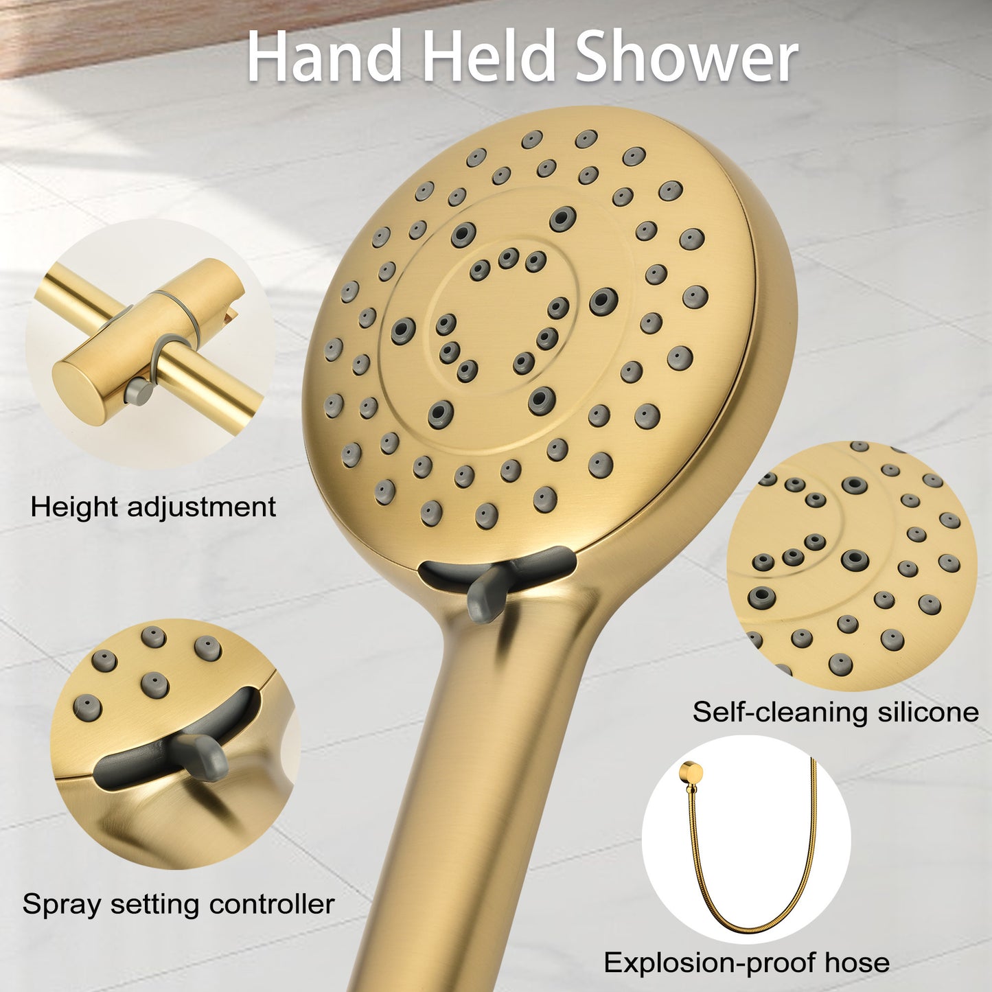 Shower System with Shower Head, Hand Shower, Slide Bar, Bodysprays, Shower Arm, Hose, Valve Trim, and Lever Handles