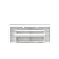 White Modern contracted LED TV Cabinet with Storage Drawers，4 Storage Cabinet with Open Shelves for Living Room Bedroom