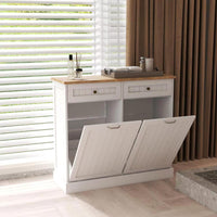 Two Drawers and Two-Compartment Tilt-Out Trash Cabinet Kitchen Trash Cabinet-White