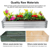 Galvanized Planter Bed,Galvanized Raised Garden Bed Kit, Galvanized Planter Raised Garden Boxes Outdoor, Square Large Metal Raised Garden Beds for Vegetables,6*3*1ft 2pcs