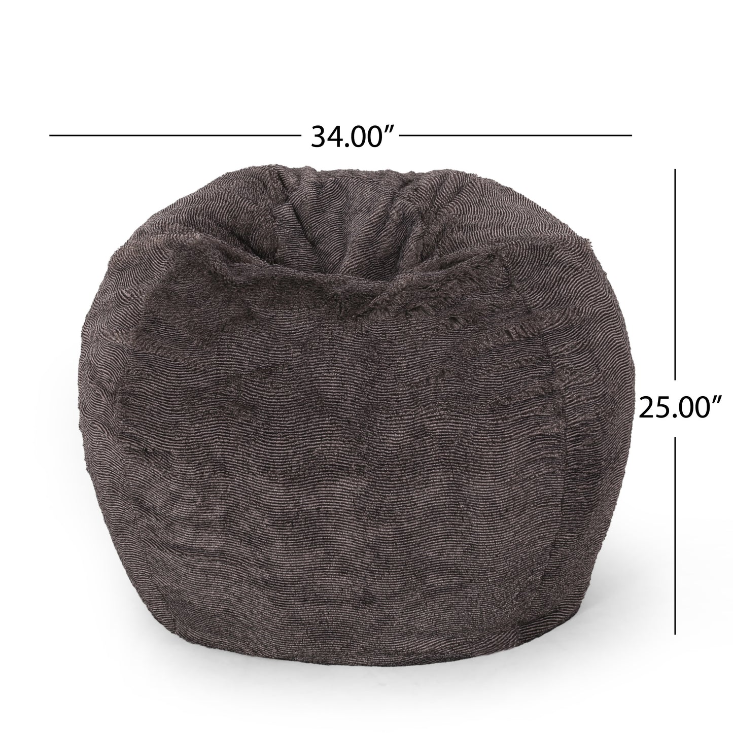 Greyrock Modern Glam 3 Foot Faux Fur Winter Bean Bag, Brown and Beige