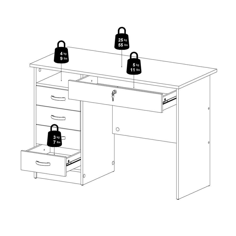 Modern Desk with 5 Storage Drawers for Living Room or Home Office, Truffle