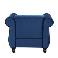 39" Modern Sofa Dutch Fluff Upholstered sofa with solid wood legs, buttoned tufted backrest,blue