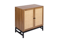 Natural rattan, 2 door cabinet, with 1 Adjustable Inner Shelves, rattan, Accent Storage Cabinet, Set of 2