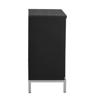 TREXM Simple Storage Cabinet Accent Cabinet with Solid Wood Veneer and Metal Leg Frame for Living Room, Entryway, Dining Room (Black)