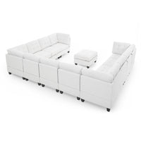 U shape Modular Sectional Sofa,DIY Combination,includes Seven Single Chair, Four Corner and One Ottoman,Ivory