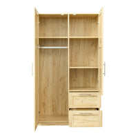 High wardrobe and kitchen cabinet with 2 doors, 2 drawers and 5 storage spaces,Oak