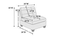 Living Room Furniture Antique Grey Modular Sectional 9pc Set Breathable Leatherette Tufted Couch 3x Corner Wedge 4x Armless Chairs and 2x Ottoman