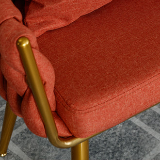 Handwoven modern chairs, casual chairs, universal foot nails, metal chair legs with pillows (ORANGE)