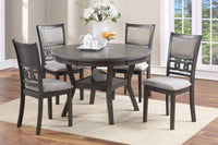 Dining Room Furniture Gray Rubber wood MDF Round Table 1pc Table w Shelve