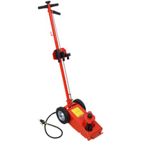 22 Ton Hydraulic Floor Jack Air-Operated Axle Bottle Jack with (4) Extension Saddle Set Built-in Wheels, Red