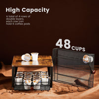 2 -layer storage drawer frame, coffee  bag collection rack, K cup storage frame 48 capacity storage box