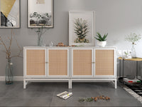 Natural rattan 2 door cabinet, with 1 Adjustable Inner Shelves, rattan, Accent Storage Cabinet, Set of 2