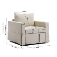 Single Seat Module Sofa Sectional Couch With 1 Ottoman,Cushion Covers Removable and Washable,Cream