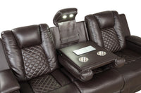 Benz LED & Power Recliner 3 PC Made With Faux Leather in Brown