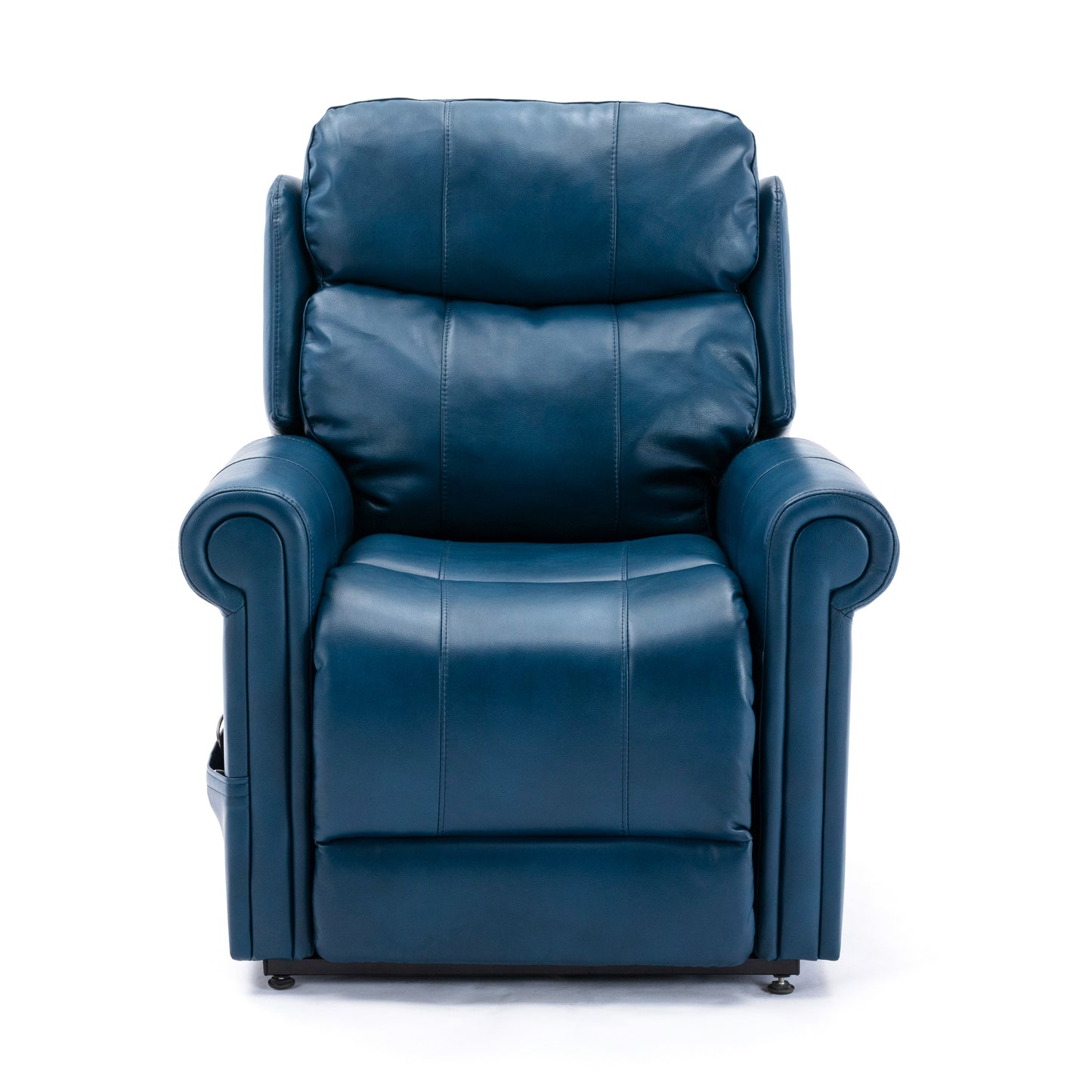 Lowell Navy Blue Leather Gel Lift Chair with Massage