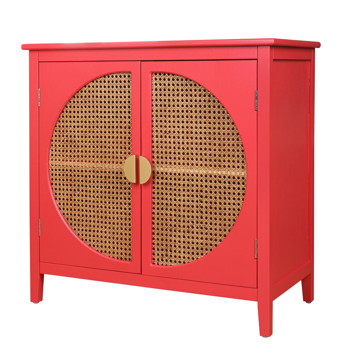 2 door cabinet with semicircular elements,natural rattan weaving,suitable for multiple scenes such as living room, bedroom, study room