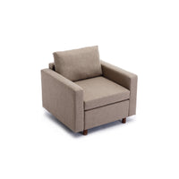 2 Seat Module Sectional Sofa Couch With 2 Ottoman for living room,Seat Cushion and Back Cushion Non-Removable and Non-Washable,Brown