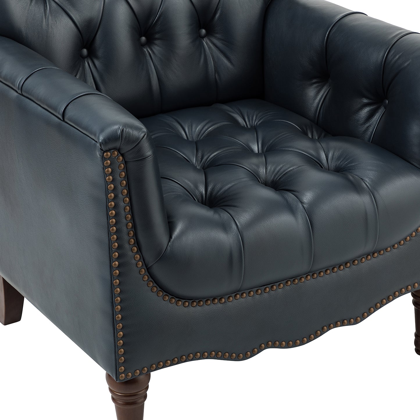 Bertram Genuine Leather Armchair NAVY