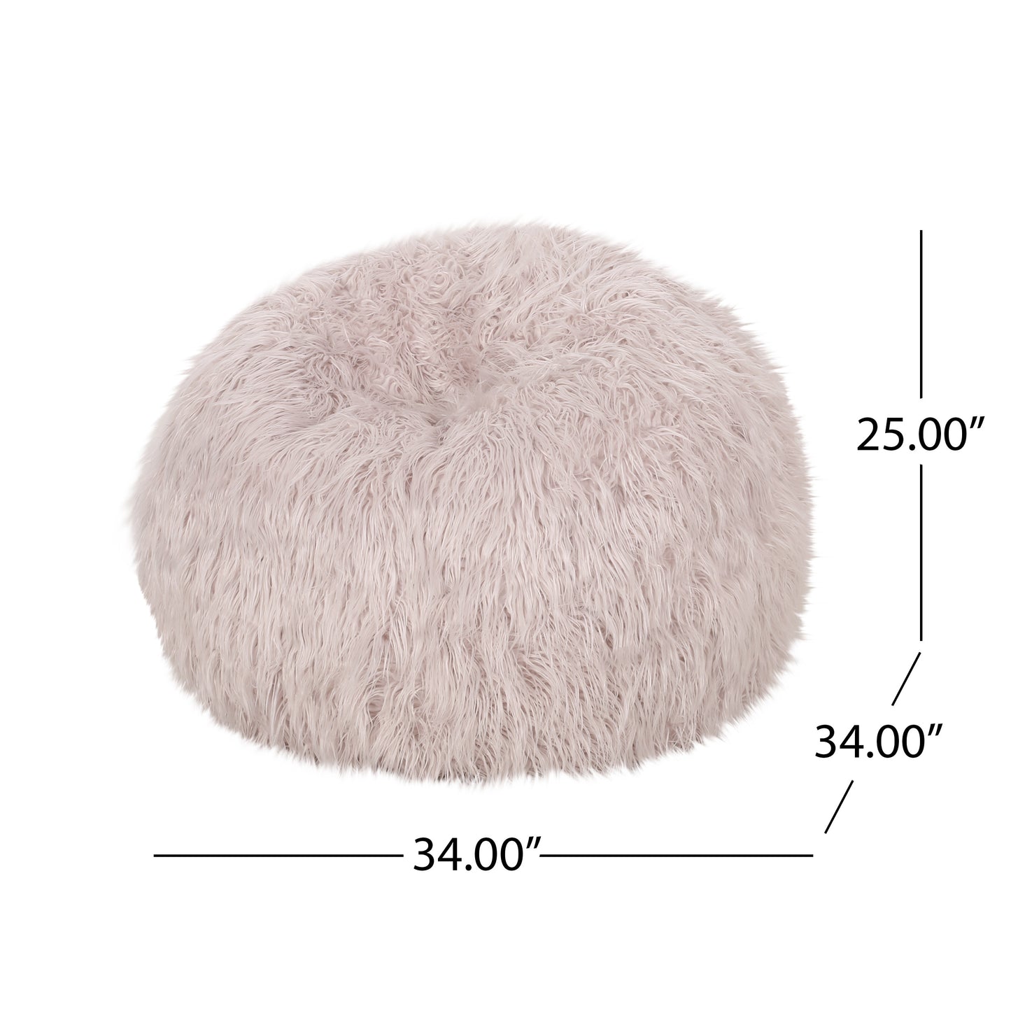 Hawley Faux Fur 3 Ft. Bean Bag, Lavender