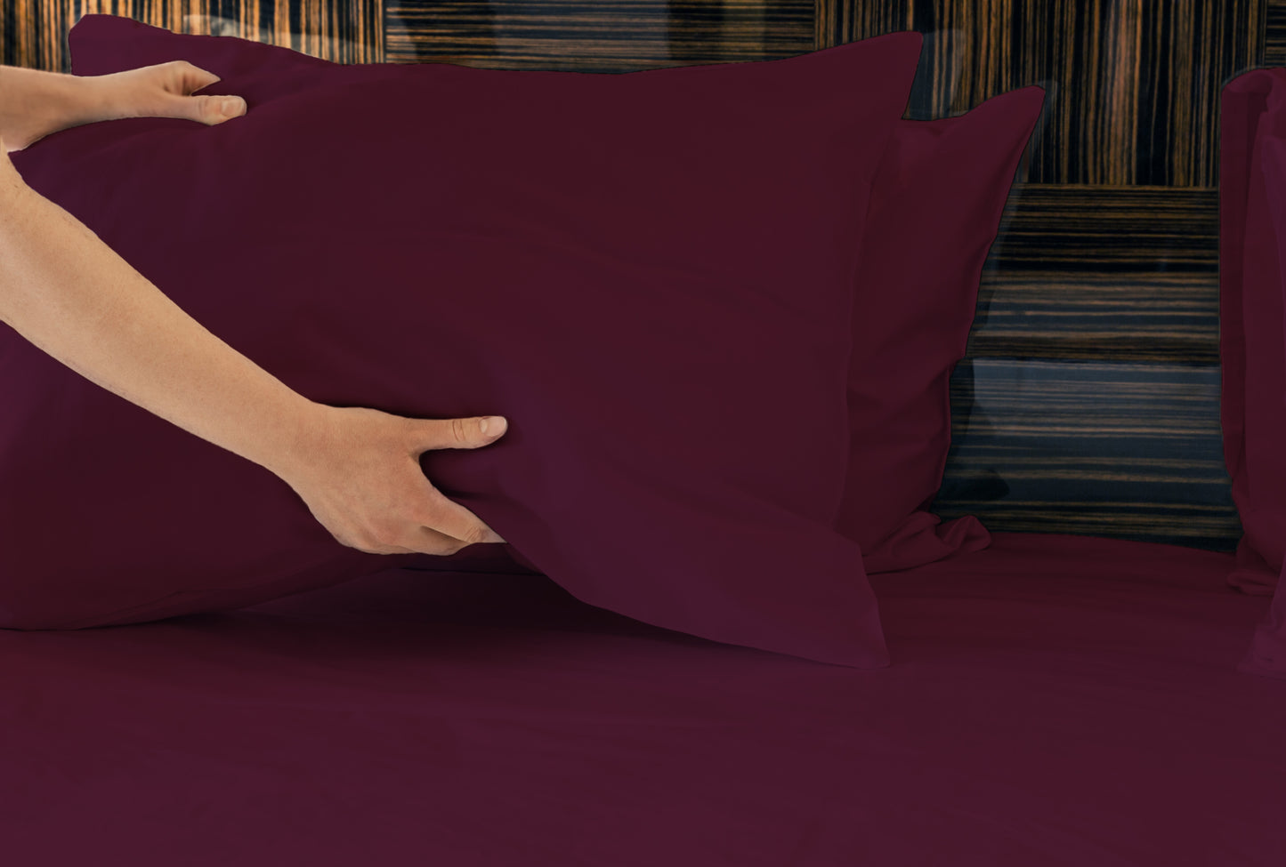 Luxurious Viscose from 100% Bamboo 2-Piece Pillowcase Set , Oeko-TEX Certified, Queen - Merlot