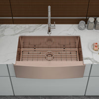 33 Rose Gold Farmhouse Sink - 33*21*10 Inch Kitchen Sink Stainless Steel 16 gauge Apron Front Kitchen Sink