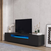 TV Cabinet Wholesale, Black TV Stand with Lights, Modern LED TV Cabinet with Storage Drawers, Living Room Entertainment Center Media