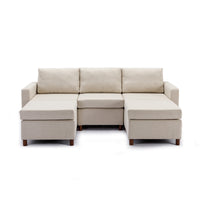 3 Seat Module Sectional Sofa Couch With 2 Ottoman for living room,Seat Cushion and Back Cushion Non-Removable and Non-Washable,Cream