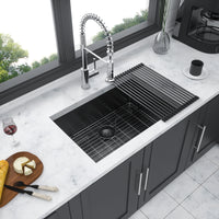 23" Gunmetal Black Kitchen Sink - 23"x 18"x 10" Undermount Singel Bowl Kitchen basin 16 Gauge Stainless Steel with 10 Inch Deep