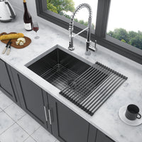 23" Gunmetal Black Kitchen Sink - 23"x 18"x 10" Undermount Singel Bowl Kitchen basin 16 Gauge Stainless Steel with 10 Inch Deep