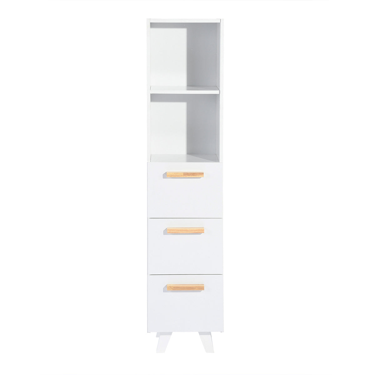 Tall Cabinet, Wooden Slim Floor Cabinet with Shelves & Drawer, White