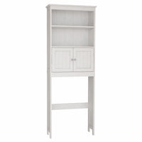 Over The Toilet Rack 2 -Tier Toilet Bathroom Spacesaver Storage Shelf with 2 Doors Wood Storage Organizer Cabinet for Bathroom Freestanding Shelf-White