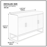 Modern Kitchen Buffet Storage Cabinet Cupboard White Gloss with Metal Legs for living room Kitchen