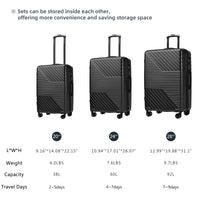 Hardshell Luggage Sets 3 Piece double spinner 8 wheels Suitcase with TSA Lock Lightweight 20''24''28''