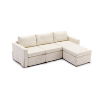 3 Seat Module Sectional Sofa Couch With 1 Ottoman,Seat Cushion and Back Cushion Removable and Washable,Cream