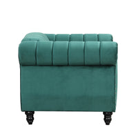 39" Modern Sofa Dutch Fluff Upholstered sofa with solid wood legs, buttoned tufted backrest,green