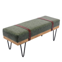 Faux leather soft cushion Upholstered solid wood frame Rectangle bed bench with powder coating metal legs ,Entryway footstool