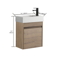 18'' Floating Wall-Mounted Bathroom Vanity with White Resin Sink & Soft-Close Cabinet Door