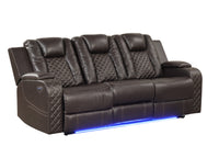 Benz LED & Power Recliner 3 PC Made With Faux Leather in Brown