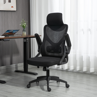 Ergonomic Office Desk Chair with wheels High Back Computer Task Chair Home Mesh Swivel Desk Chair with Adjustable Back Height & Flip up Arms & Lumbar Support & Headrest for Home/Study/Working(Black)