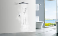 Shower Faucet Set Anti-scald Shower Fixtures with Rough-in Pressure Balanced Valve and Embedded Box, Wall Mounted Rain Shower System