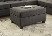 Cocktail Ottoman Dorris Fabric Ash Black Color W Tufted Seats Ottomans