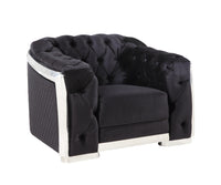 ACME Pyroden Chair in Black Velvet & Chrome Finish LV00298