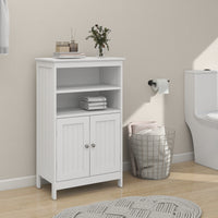 Bathroom Floor Cabinet Freestanding 2 Doors and 2 shelfs Wood Storage Organizer Cabinet for Bathroom and Living Room-White