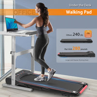 Under Desk Walking Pad Treadmill Foldable with Handlebar Remote Controll, 300 LB Capacity