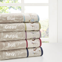 Embroidered Cotton Jacquard 6 Piece Towel Set