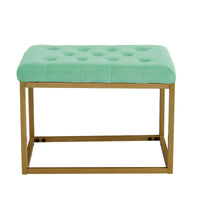 Velvet Shoe Changing Stool,Light green Footstool, Square Vanity Chair, Sofa Stool,Makup Stool .Vanity Seat ,Rest Stool. Piano Bench.Suitable for Clothes Shop,Living Room,  Fitting Room Bedroom,ST-001